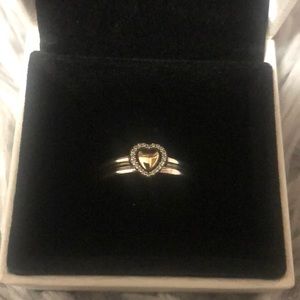 Pandora Puzzle Heart Two Tone Ring Set